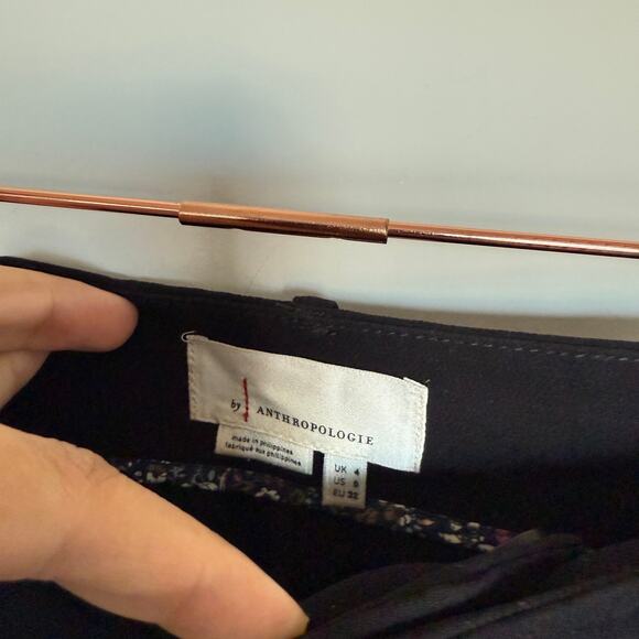 Anthropologie Sasha Pants 0 Black Button Fly Tapered Trousers Pleated High Rise - Picture 5 of 6